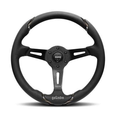 Momo Gotham Ratin (70 mm Syvyys), Musta Nahka, Musta vanne - 35 cm