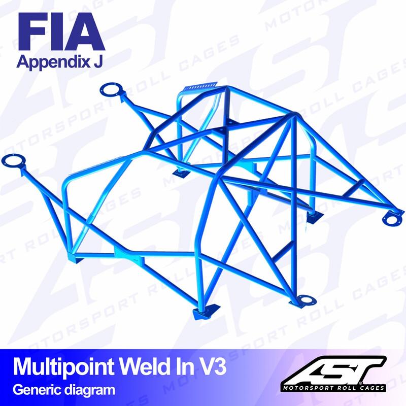 AST Rollcages V3 hitsattava 10-pisteen turvakaari Fiat Cinquecento - FIA-hyväksytty