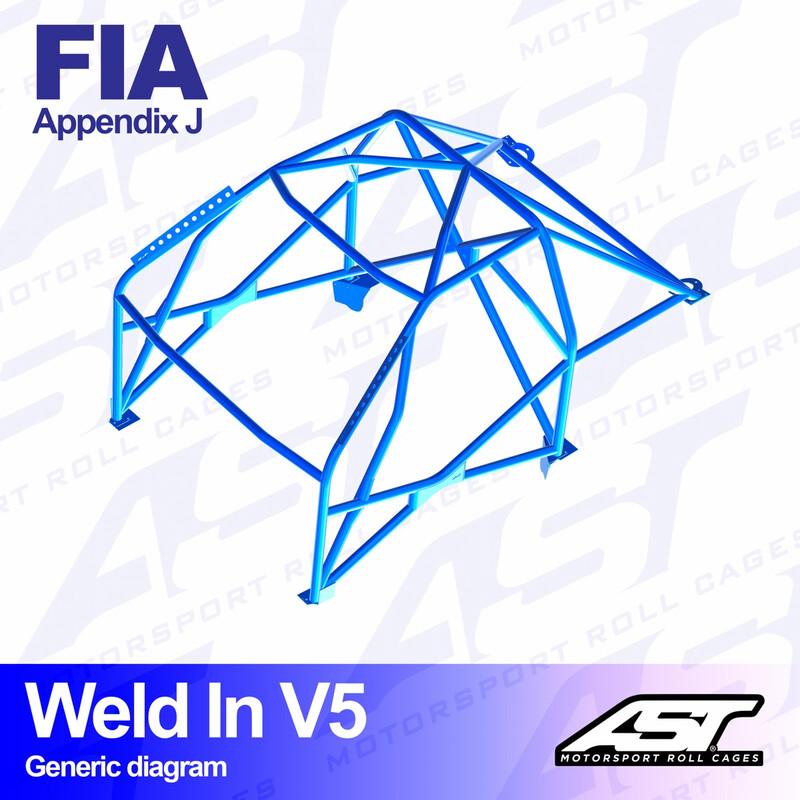 AST Rollcages V5 hitsattava 8-pisteen turvakaari Ford Sierra MK1, 2 & 3 - Coupe (RWD) - FIA-hyväksytty