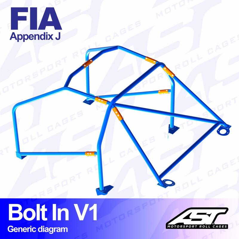AST Rollcages V1 pultattava 6-pisteen turvakaari Ford Sierra MK1, 2 & 3 - 4-ovinen Sedan (RWD & AWD) - FIA-hyväksytty