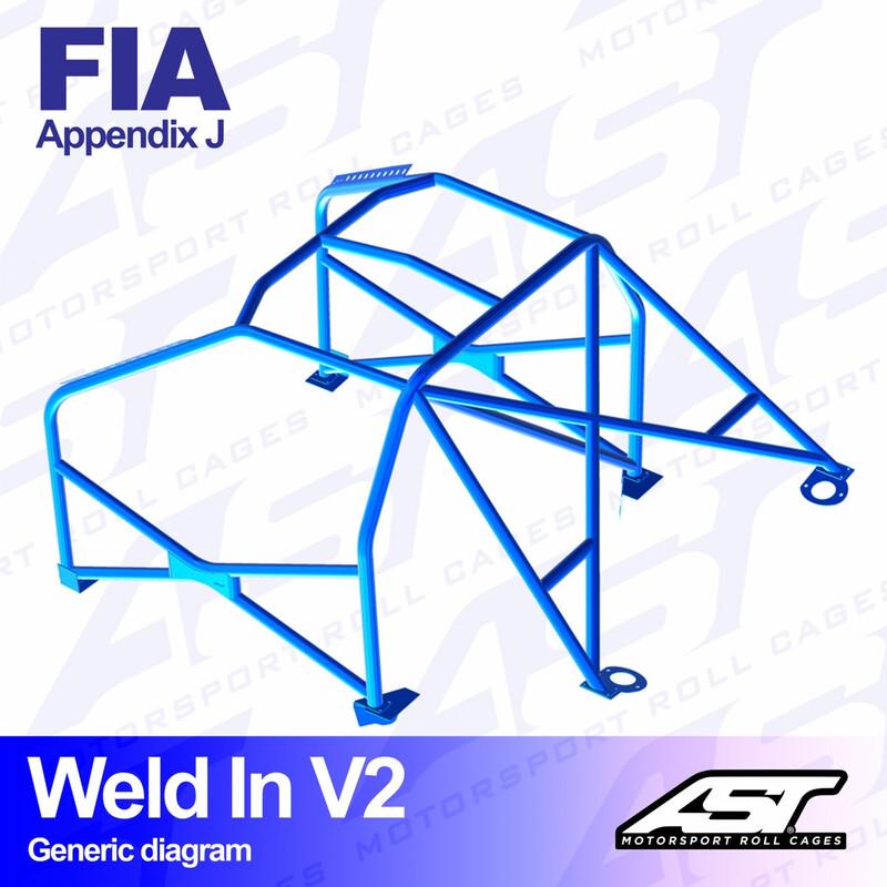 AST Rollcages V2 hitsattava 8-pisteen turvakaari Ford Escort MK2 - 4-ovinen - FIA-hyväksytty