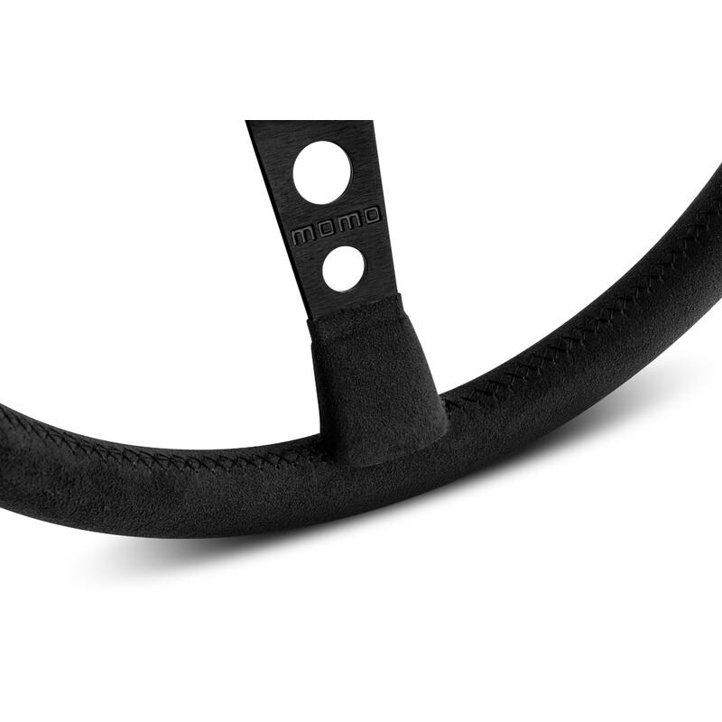 Momo Mod. 07 Black Edition Ratti (72 mm Syvyys), Musta Mikrokuitu, Mustat Puolat - 35 cm