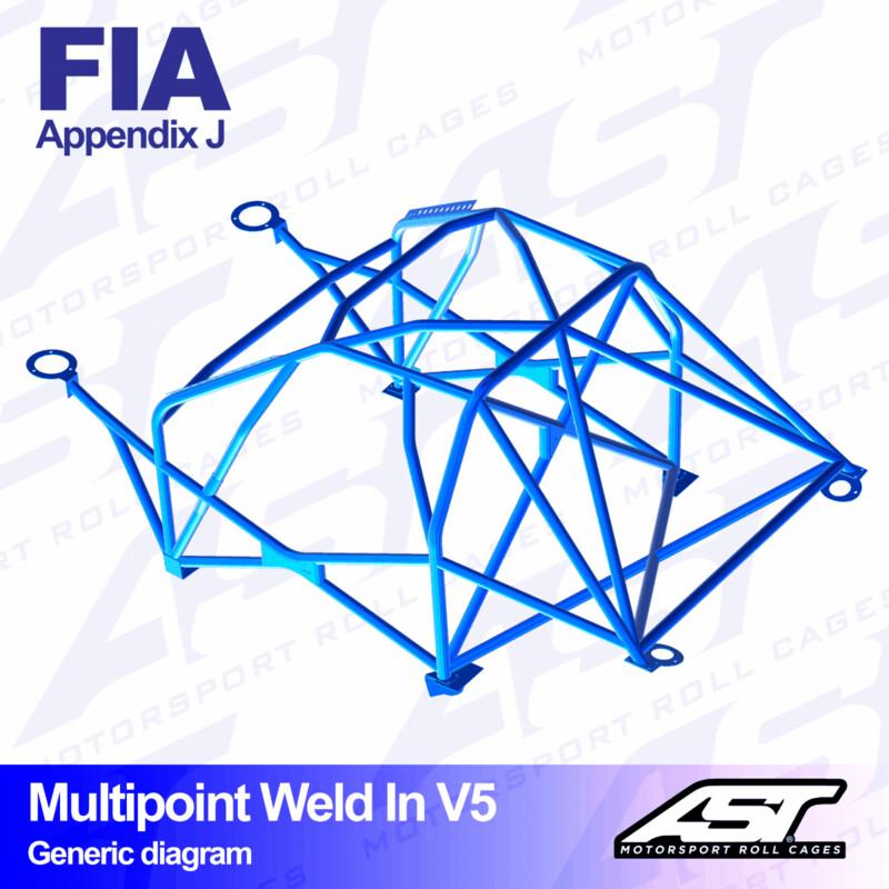 AST Rollcages V5 hitsattava 10-pisteen turvakaari Fiat 124 - FIA-hyväksytty