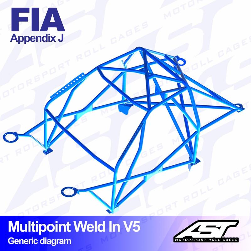 AST Rollcages V5 hitsattava 10-pisteen turvakaari BMW 1-sarja E87 (5-ovinen) - FIA-hyväksytty