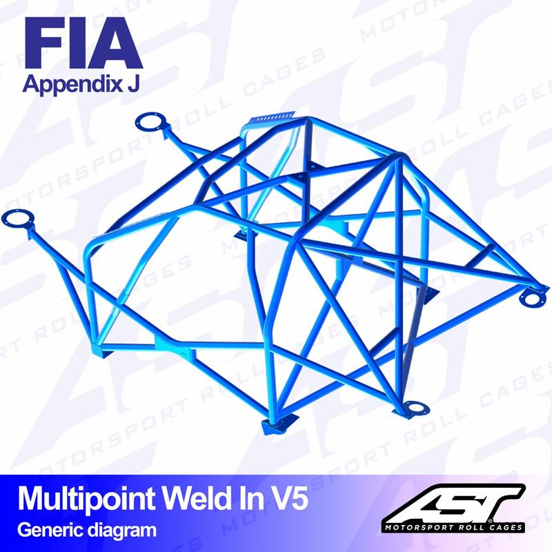 AST Rollcages V5 hitsattava 10-pisteen turvakaari Honda Civic EG / EH 3-ovinen - FIA-hyväksytty