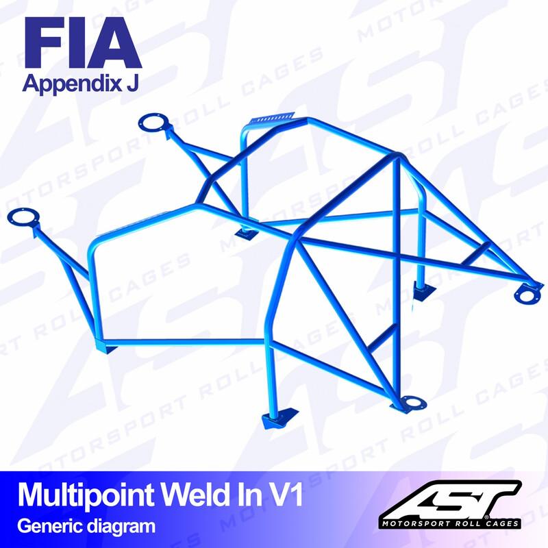 AST Rollcages V1 hitsattava 10-pisteen turvakaari Porsche 924 - FIA-hyväksytty