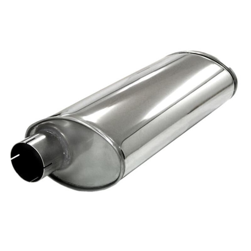 Ruostumattomasta Teräksestä Valmistettu Turbo-Ovaali Äänenvaimennin 140x220 mm - Liitokset Ø76,2 mm (3")