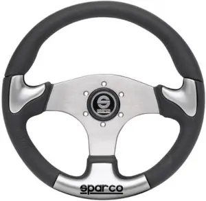 Sparco P222 Litteä Ratti, Musta Nahka, Alumiinipuolat