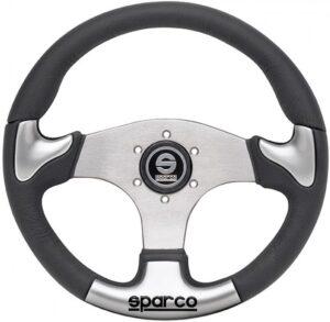 015thpugr345.jpg Sparco P222 Litteä Ratti, Musta Nahka, Alumiinipuolat