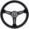 Nardi Classic ND33 Ratti, mokkanahka, Mustat Puolat, Musta tikkaus, 40 mm Syvyys