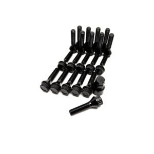 Mustat jatketut pyöränpultit M12x1.5 (20 kpl + hylsy)