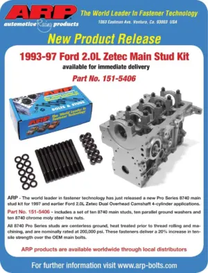 151-5406 (1995-97) 2.0L ZETEC MSK press release.indd ARP-pääpultit Ford Zetec 2.0L (92-97)