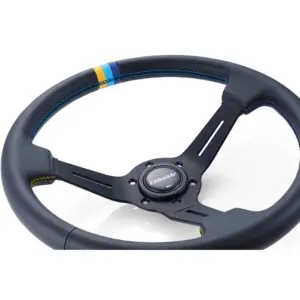 16600002_4.jpg GReddy Sports "Deep Type" Ratti (80 mm syvyys), musta nahka, mustat puolat - 340 mm
