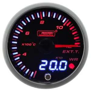 ProSport JDM "Dual Display" Pakokaasun Lämpötilan Mittari (60 mm, EGT 1200°C)