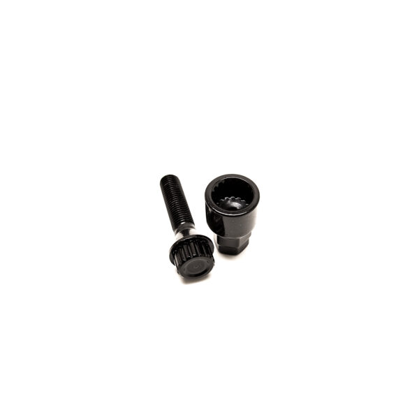 Mustat jatketut pyöränpultit M12x1.5 (20 kpl + hylsy)