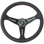 Nardi Classic ND36 Ratti, Musta Rei'itetty Nahka, Mustat Puolat, Punainen Tikkaus, 40 mm Syvyys