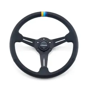 3fd323b3f5610619e2e7a5316d60f7fb.jpg GReddy Sports "Deep Type" Ratti (80 mm syvyys), musta nahka, mustat puolat - 340 mm