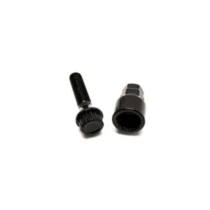 Mustat jatketut pyöränpultit M12x1.5 (20 kpl + hylsy)