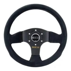 Sparco P300 Litteä Ratti, Musta Mokkanahka, Mustat Puolat