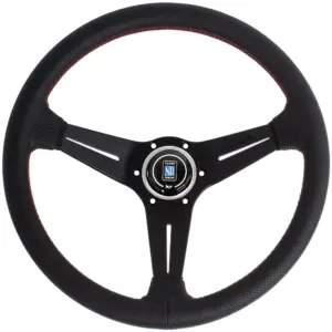 59a72e8df043d7abad9e9812fd950559.jpg Nardi Deep Corn Ratti, Musta Rei'itetty Nahka, Mustat Puolat, Punainen Tikkaus, 80 mm Syvyys, Ø35 cm