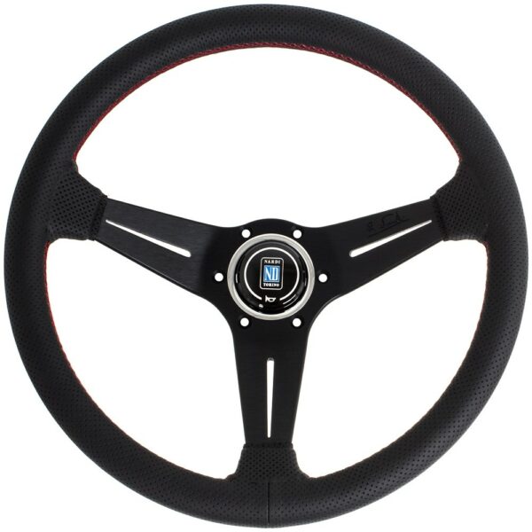 Nardi Deep Corn Ratti, Musta Rei'itetty Nahka, Mustat Puolat, Punainen Tikkaus, 80 mm Syvyys, Ø35 cm