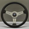 5f4b5927975be5d1698172907d09df07.jpg Nardi Classic ND34 Ratti, Musta Rei'itetty Nahka, Satiini Puolat, Harmaa Tikkaus, 40 mm Syvyys