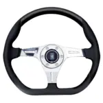 Nardi Kallista Ratti, Musta Rei'itetty Nahka, Kromi Puolat, Ø35 cm