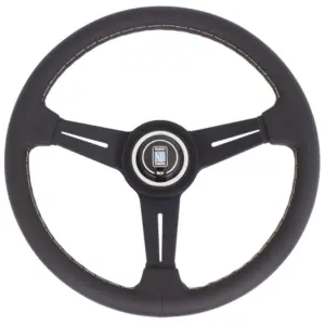 64cb027a4cbbc885e03db8903d2d0803.jpg Nardi Classic ND34 Ratti, Musta Nahka, Mustat Puolat, Harmaa Tikkaus, 40 mm Syvyys