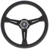 Nardi Classic ND36 Ratti, Musta Nahka, Mustat Puolat, Harmaa Tikkaus, 40 mm Syvyys