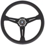 Nardi Classic ND36 Ratti, Musta Nahka, Mustat Puolat, Harmaa Tikkaus, 40 mm Syvyys