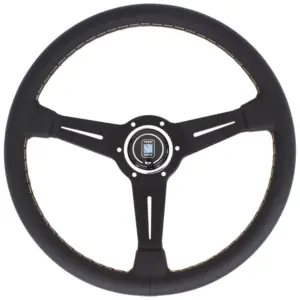 Nardi Classic ND36 Ratti, Musta Nahka, Mustat Puolat, Harmaa Tikkaus, 40 mm Syvyys