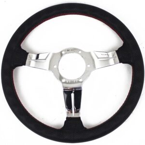 713818df0af82f0c94f3c10b3dd8bd62.jpg Nardi Deep Corn Ratti, Musta Rei'itetty Nahka, Kromi Puolat, Punainen Tikkaus, 50 mm Syvyys, Ø33 cm
