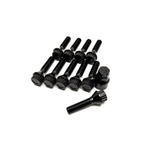 Mustat jatketut pyöränpultit M12x1.5 (20 kpl + hylsy)