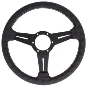 Nardi Classic ND33 Ratti, Musta Nahka, Mustat Puolat, Harmaa tikkaus, 40 mm Syvyys