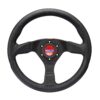 Sparco Champion 330 mm Ratti (39 mm Syvyys), Musta Nahka, Mustat Puolat