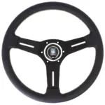 Nardi Competition Ratti, Musta Rei'itetty Nahka, Mustat Puolat, Harmaa Tikkaus, 40 mm Syvyys, Ø33 cm