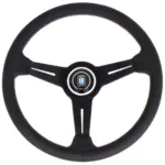 Nardi Classic ND34 Ratti, Musta Rei'itetty Nahka, Mustat Puolat, Harmaa Tikkaus, 40 mm Syvyys
