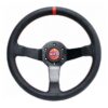 Sparco Champion 330 mm Ratti (65 mm Syvyys), Musta Nahka, Mustat Puolat