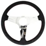 Nardi Deep Corn Ratti, Musta Rei'itetty Nahka, Kromi Puolat, Punainen Tikkaus, 75 mm Syvyys, Ø35 cm