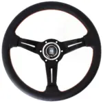 Nardi Deep Corn Ratti, Musta Rei'itetty Nahka, Mustat Puolat, Punainen Tikkaus, 50 mm Syvyys, Ø33 cm