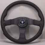 Nardi Leader Ratti, Musta Nahka, Mustat Puolat, Ø35 cm