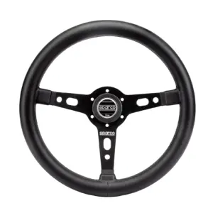 96b8e620e4064f6bb4ea4a6569a82918.jpg Sparco Targa 350 mm Ratti (39 mm Syvyys), Musta Nahka, Mustat Puolat