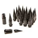 Mustat piikkitaotut alumiiniset pyöränmutterit - M12x1.5 (20 kpl)