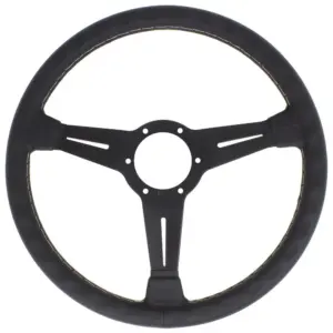Nardi Classic ND36 Ratti, Musta Nahka, Mustat Puolat, Harmaa Tikkaus, 40 mm Syvyys