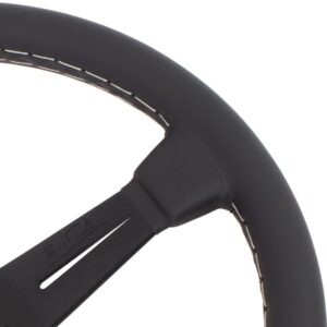 d02935b9c3d74c6c23b9bed80785171b.jpg Nardi Classic ND36 Ratti, Musta Nahka, Mustat Puolat, Harmaa Tikkaus, 40 mm Syvyys