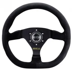 Sparco L360 Litteä Ratti, Musta Mokkanahka, Mustat Puolat