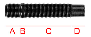 Muunnospyörän pultti M14x1.5 (82 mm)