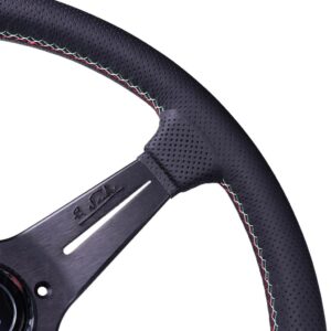 italia-cross.jpg Nardi Deep Corn Ratti, Musta Rei'itetty Nahka, Mustat Puolat, Italia Tikkaus, 50 mm Syvyys, Ø33 cm