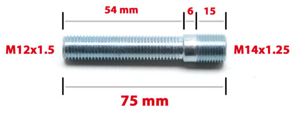 Muunnospyörän pultti - M14x1.25 to M12x1.5