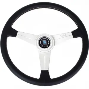 n-nd-classic-6061.39.1001-01.jpg Nardi Classic ND39 Ratti, Musta Nahka, Satiini Puolat, Harmaa Tikkaus, 30 mm Syvyys